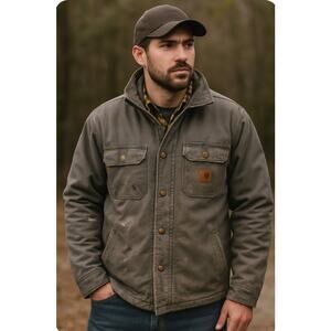 Carhartt Cotton Utility Work Jacket, Flannel Lined, Light Blue, GorpCore, XL